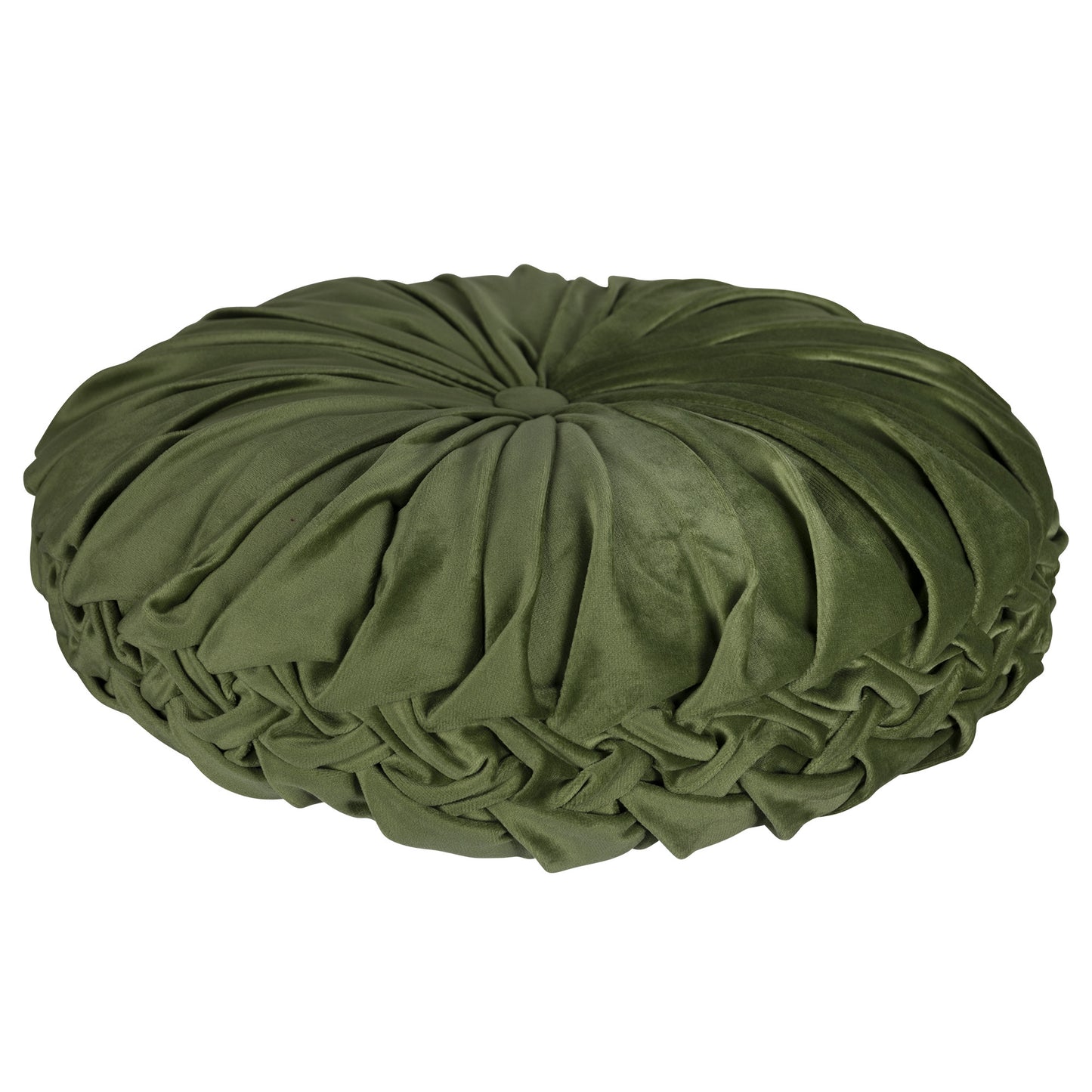 15" X 15" Green Round Velvet Throw Pillow