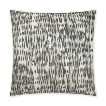 Square throw pillow with grey and black animal print pattern.