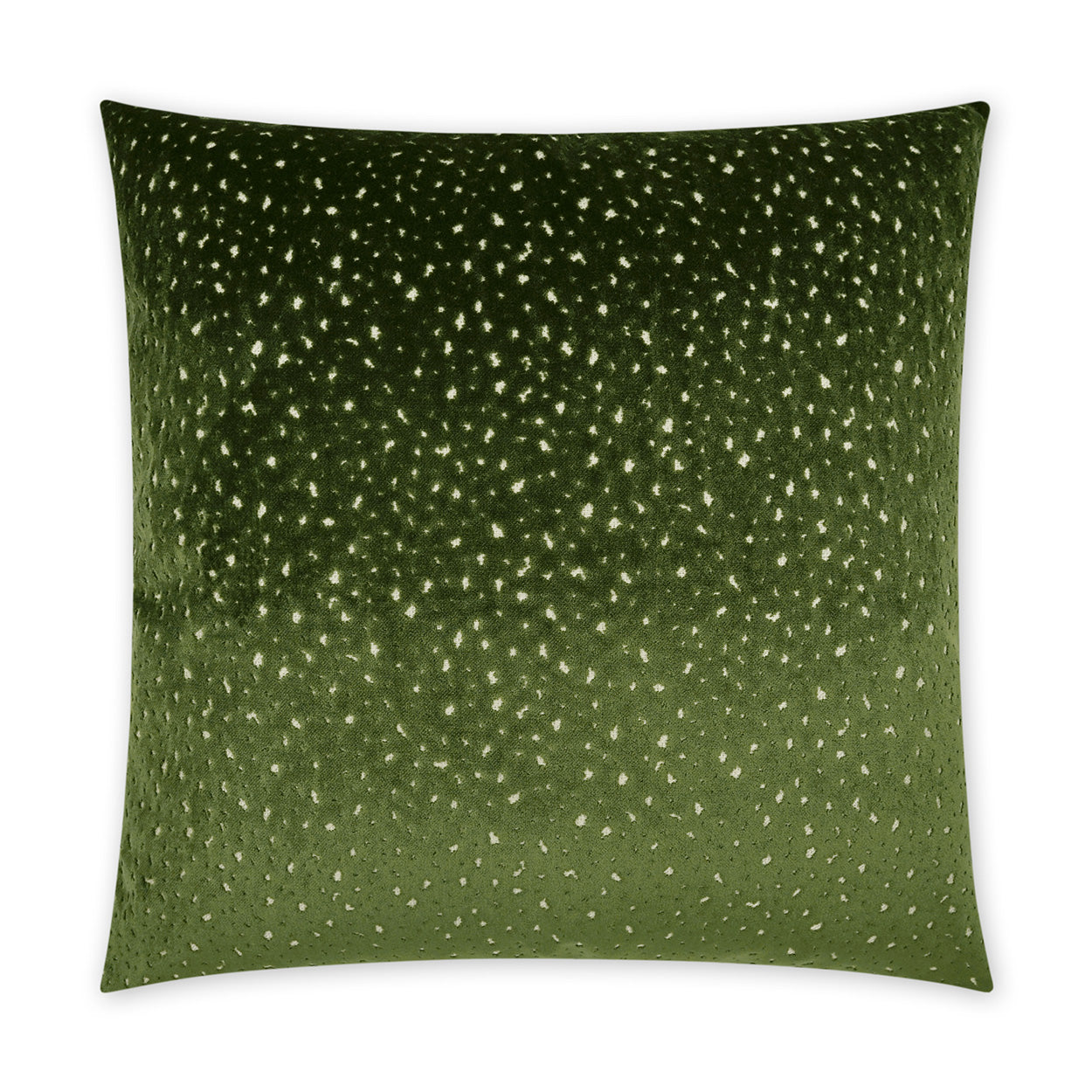 24 x 24 inches green gradient pillow with white speckled dots, emerald to olive, velvet-like fabric for sofa decor.