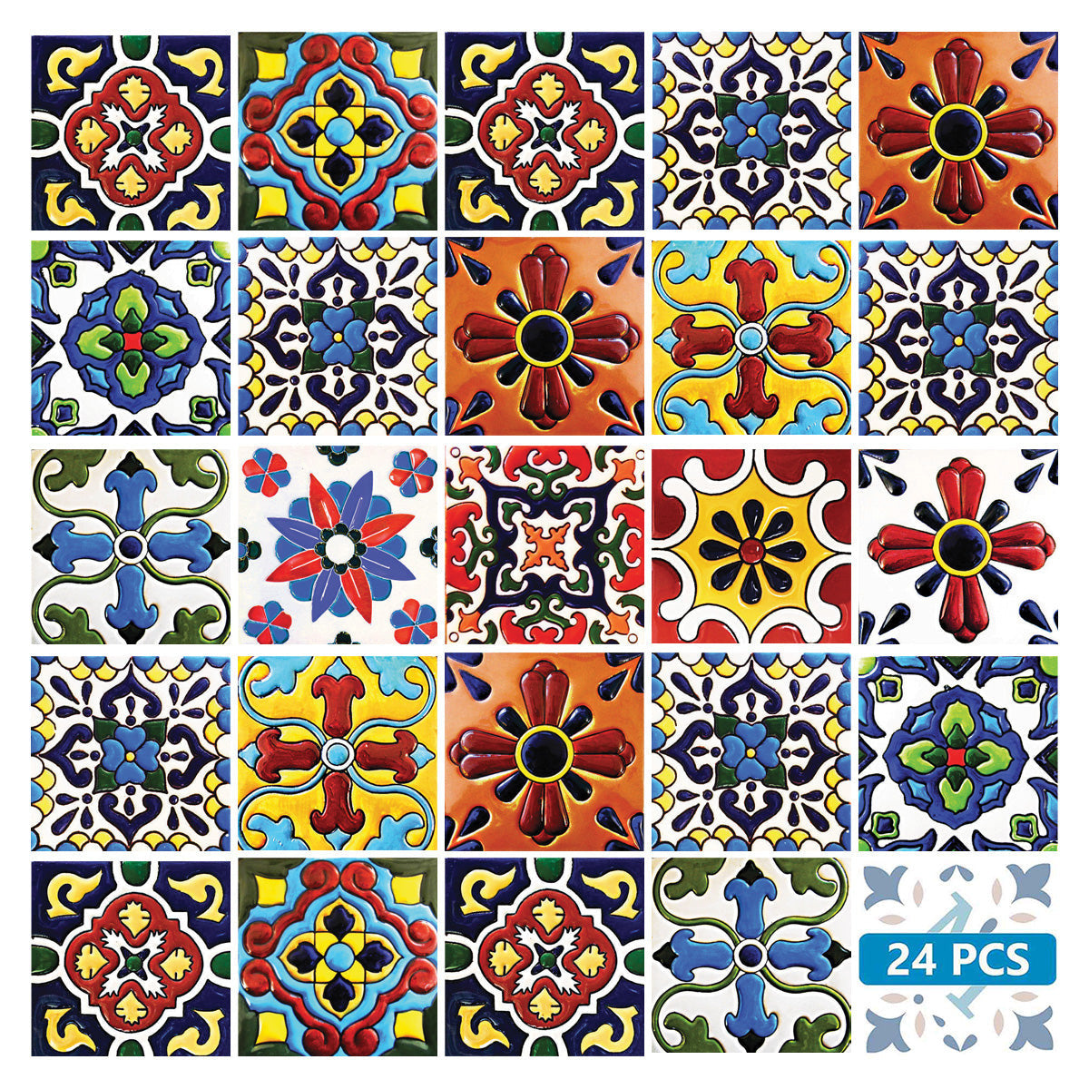 4" X 4" Festival Brights Mosaic Peel And Stick Removable Tiles