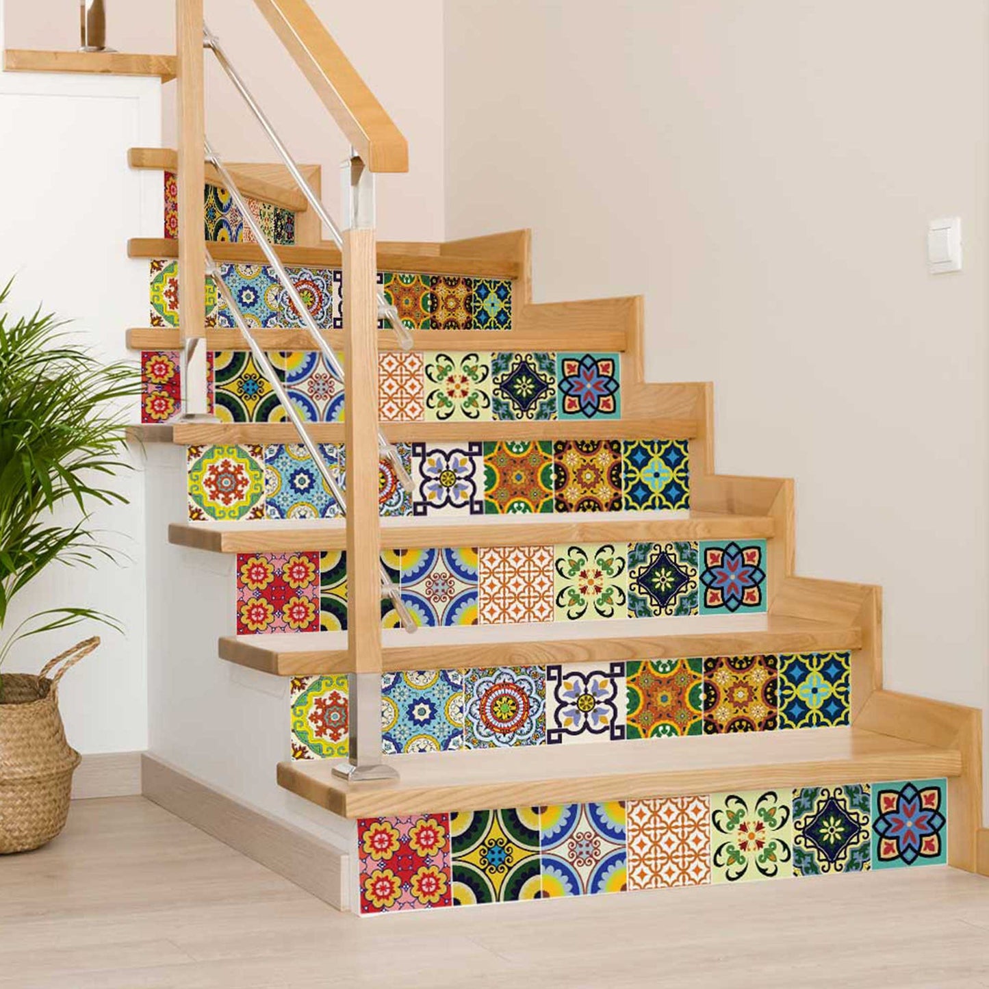 4" X 4" Mediterranean Brights Mosaic Peel And Stick Removable Tiles