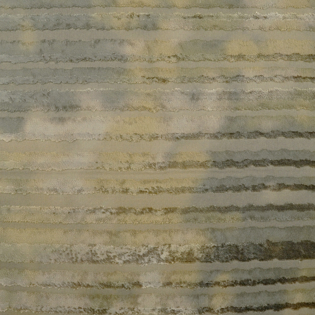Beige and gray striped fabric texture with horizontal bands and a soft, woven look.