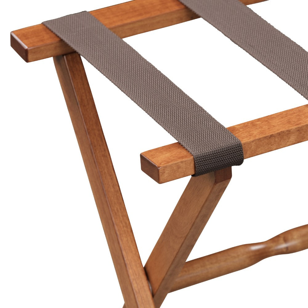 Hotel Light Walnut Folding Luggage Rack With 4 Straps