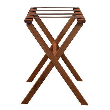 Hotel Light Walnut Folding Luggage Rack With Four Straps