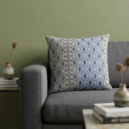 Gray And Blue Aztec Diamond Throw Pillow