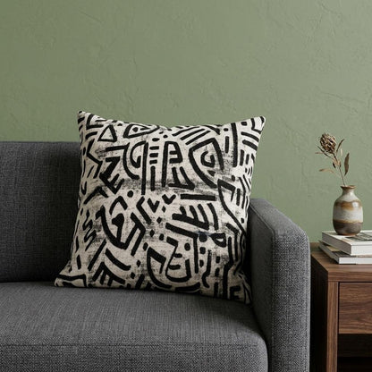 Black And White Abstract Velvet Throw Pillow