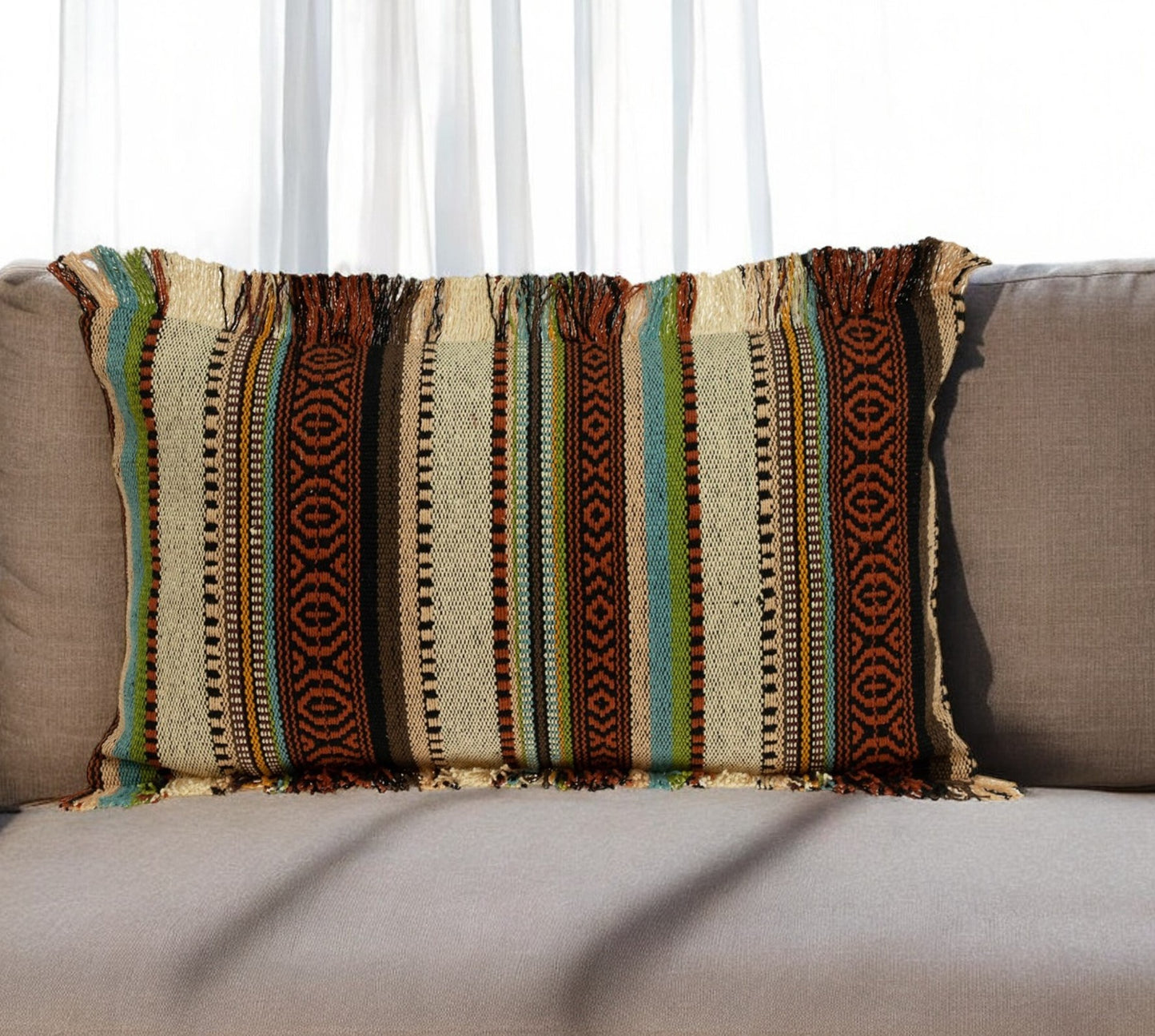 Bohemian Fringe Throw Pillow