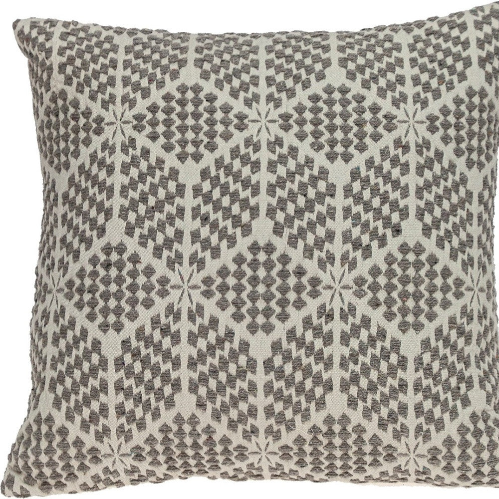 Beige Geometric Throw Pillow