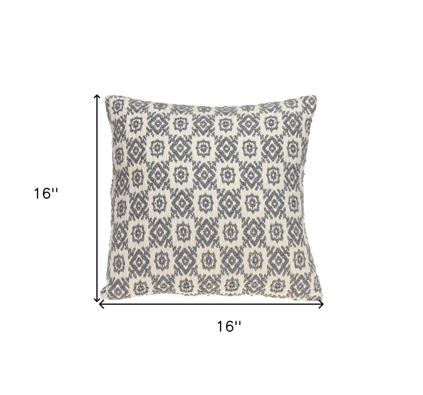 16" Gray Cotton Throw Pillow