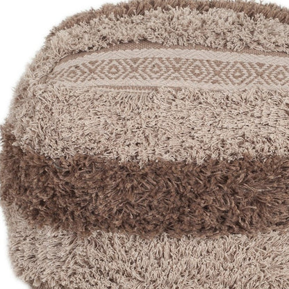 18" Beige Striped Pouf Ottoman