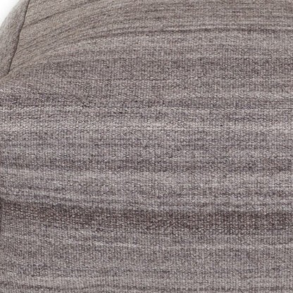 24" Gray And Brown Cotton Pouf Ottoman