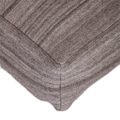 24" Gray And Brown Cotton Pouf Ottoman