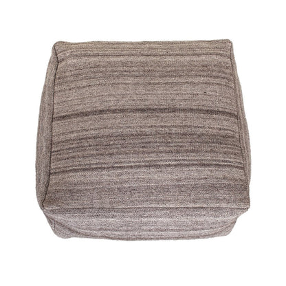24" Gray And Brown Cotton Pouf Ottoman
