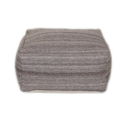 24" Gray And Brown Cotton Pouf Ottoman
