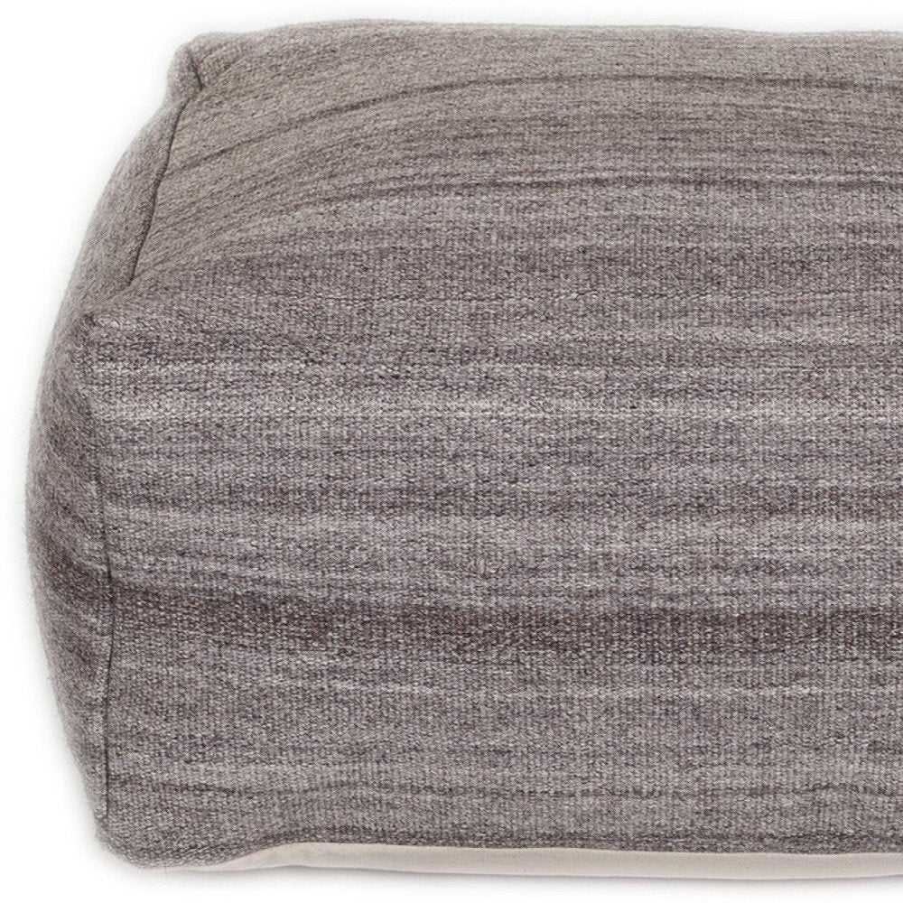 24" Gray And Brown Cotton Pouf Ottoman