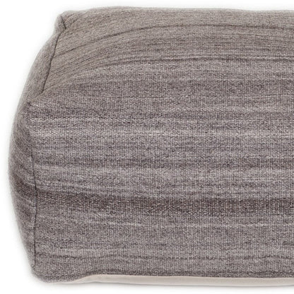 24" Gray And Brown Cotton Pouf Ottoman