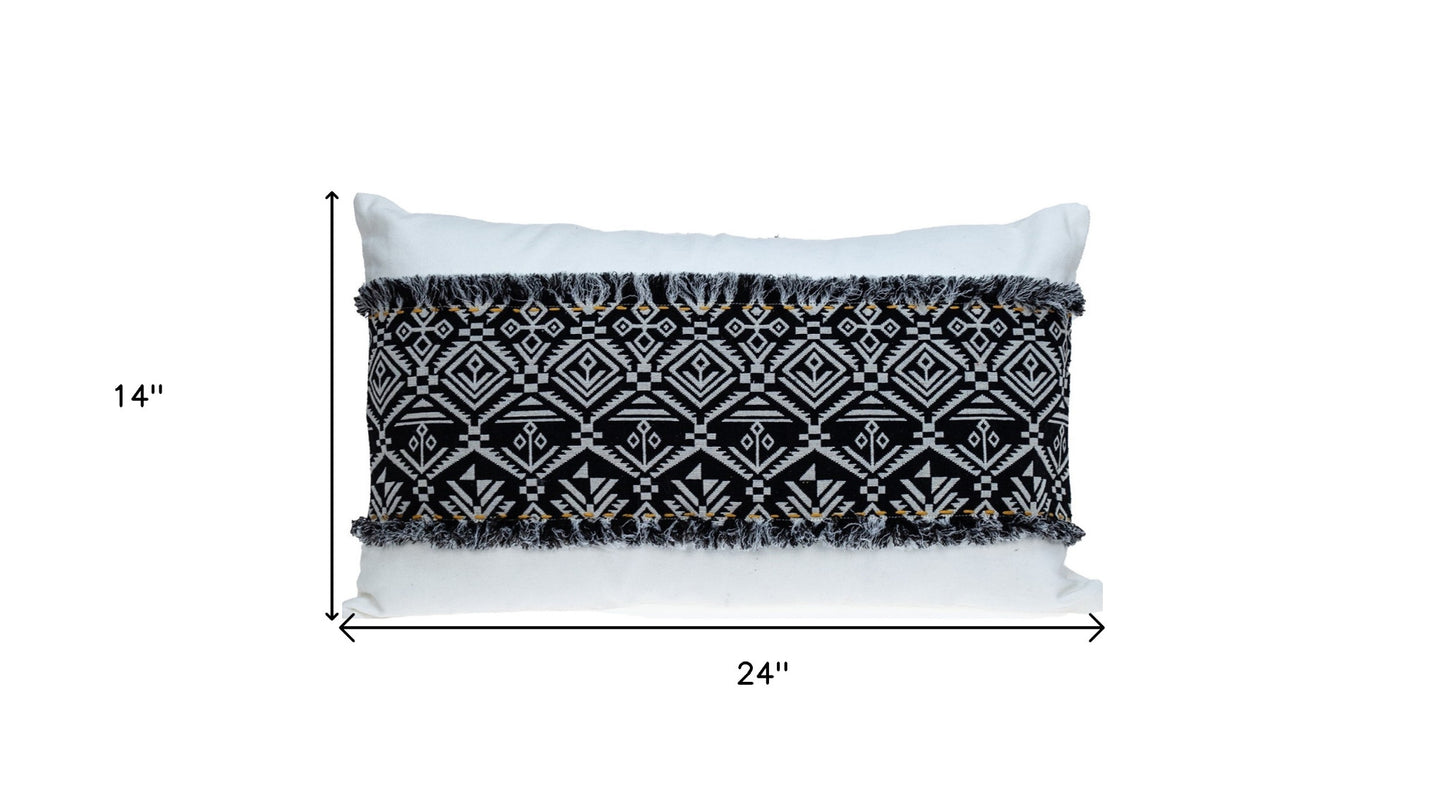 Black And White Patched Throw Pillow