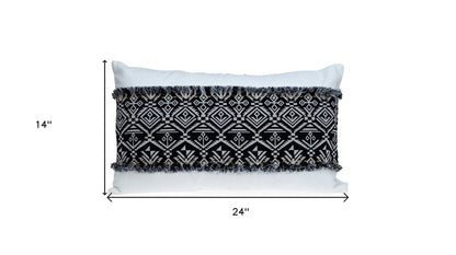 Black And White Patched Throw Pillow