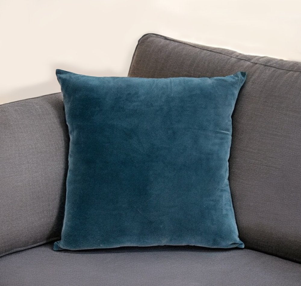 18" Teal Velvet Throw Pillow