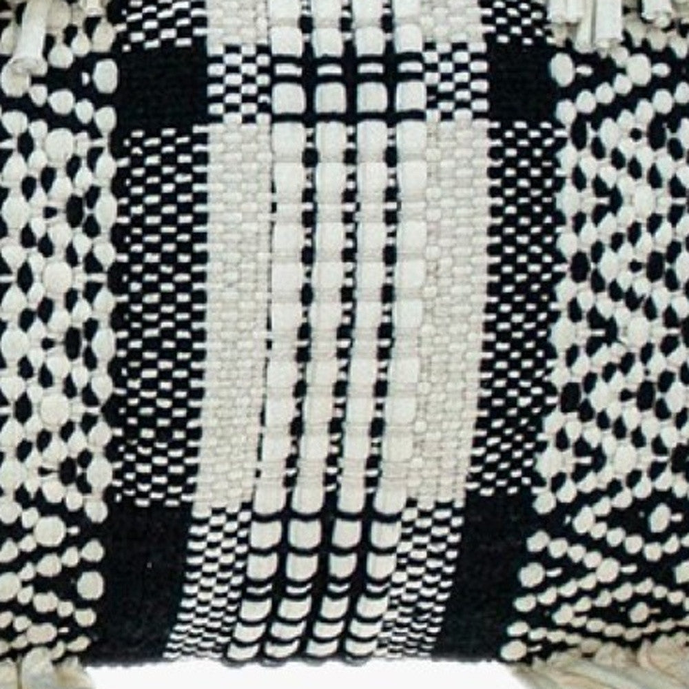 35" Black And White Geo Long Lumbar Throw Pillow