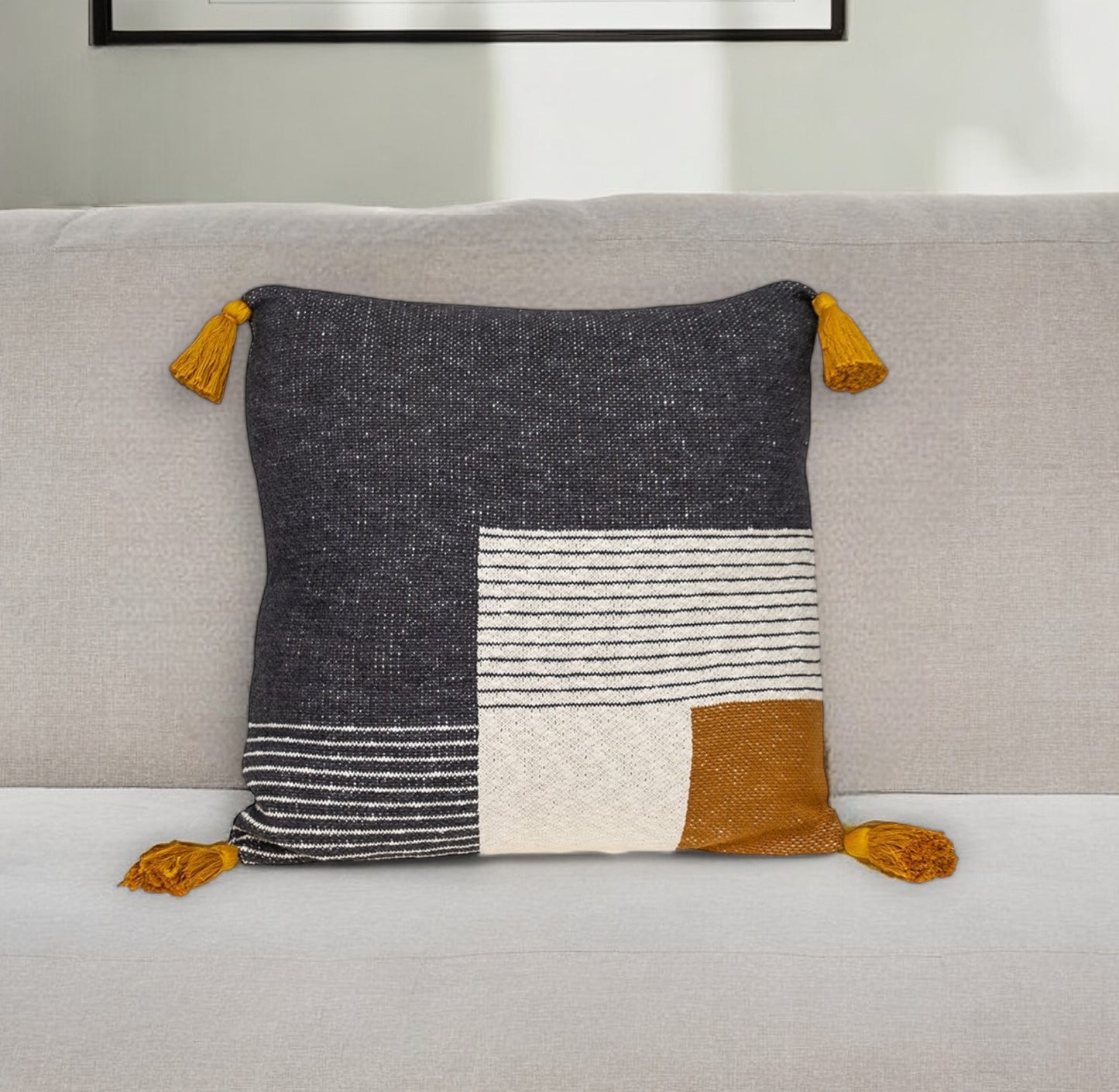 20" Gray Cotton Throw Pillow