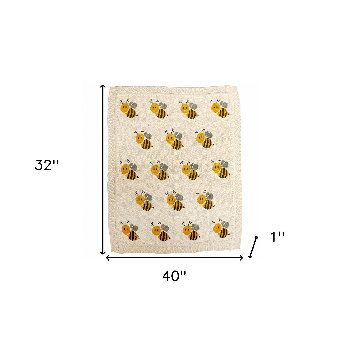 Ivory Honeybee Knitted Baby Blanket