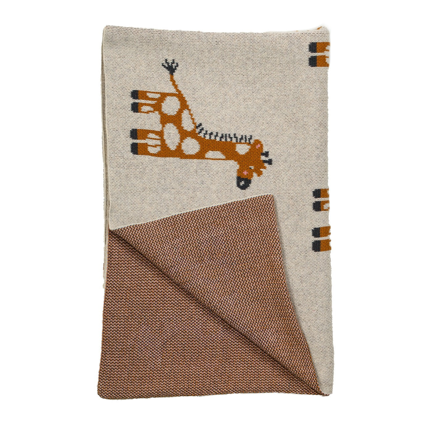 40" X 32" Gray and Orange Cotton Animal Print Throw Blanket