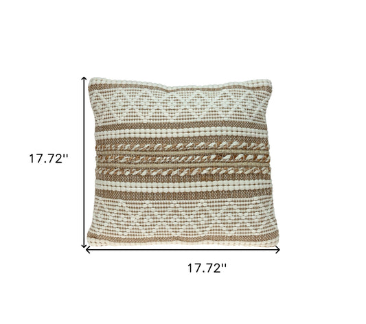 Linen And Brown Jute Throw Pillow