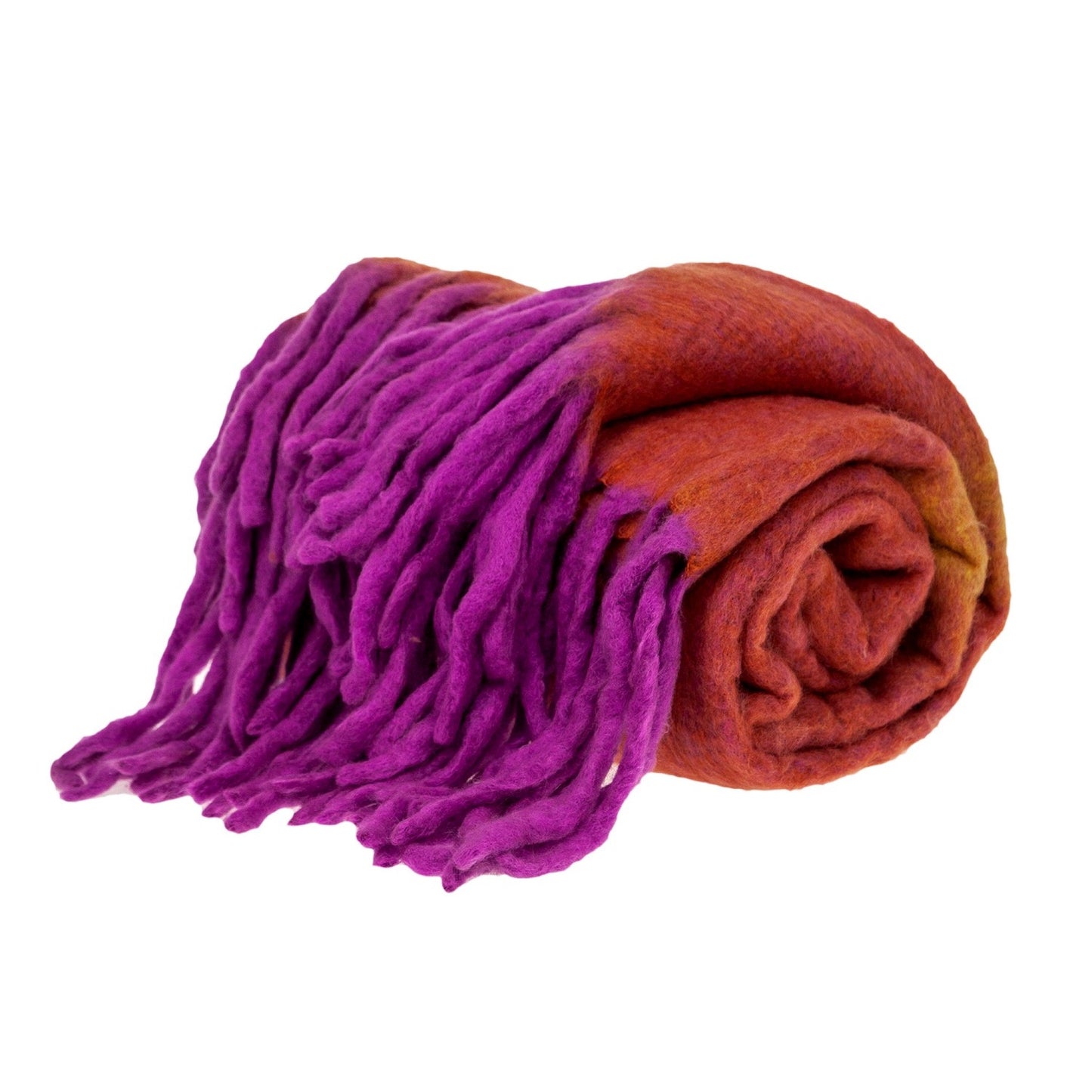 Boho Orange And Purple Wool Blend Throw Blanket