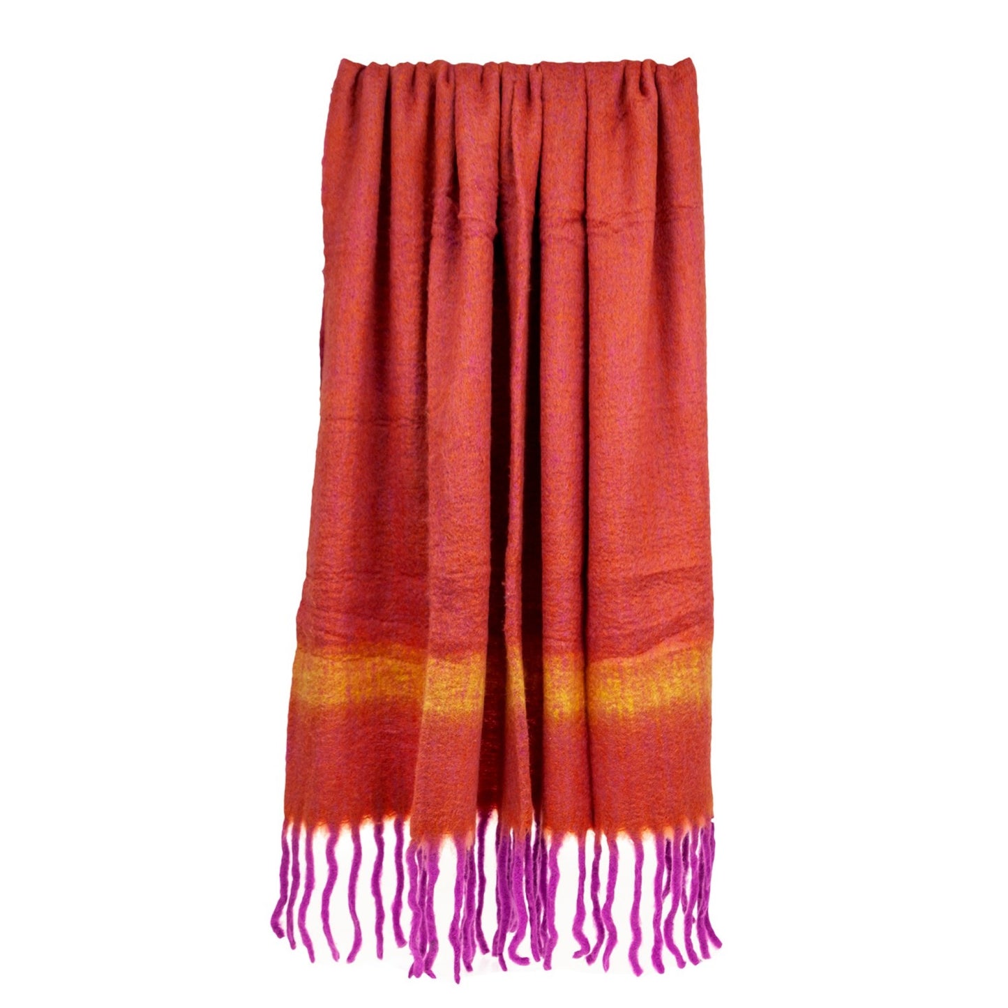 Boho Orange And Purple Wool Blend Throw Blanket