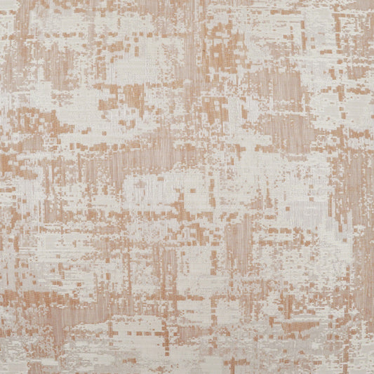 Peach-tan and ivory abstract woven fabric texture with irregular blocky brushstrokes; modern upholstery textile.