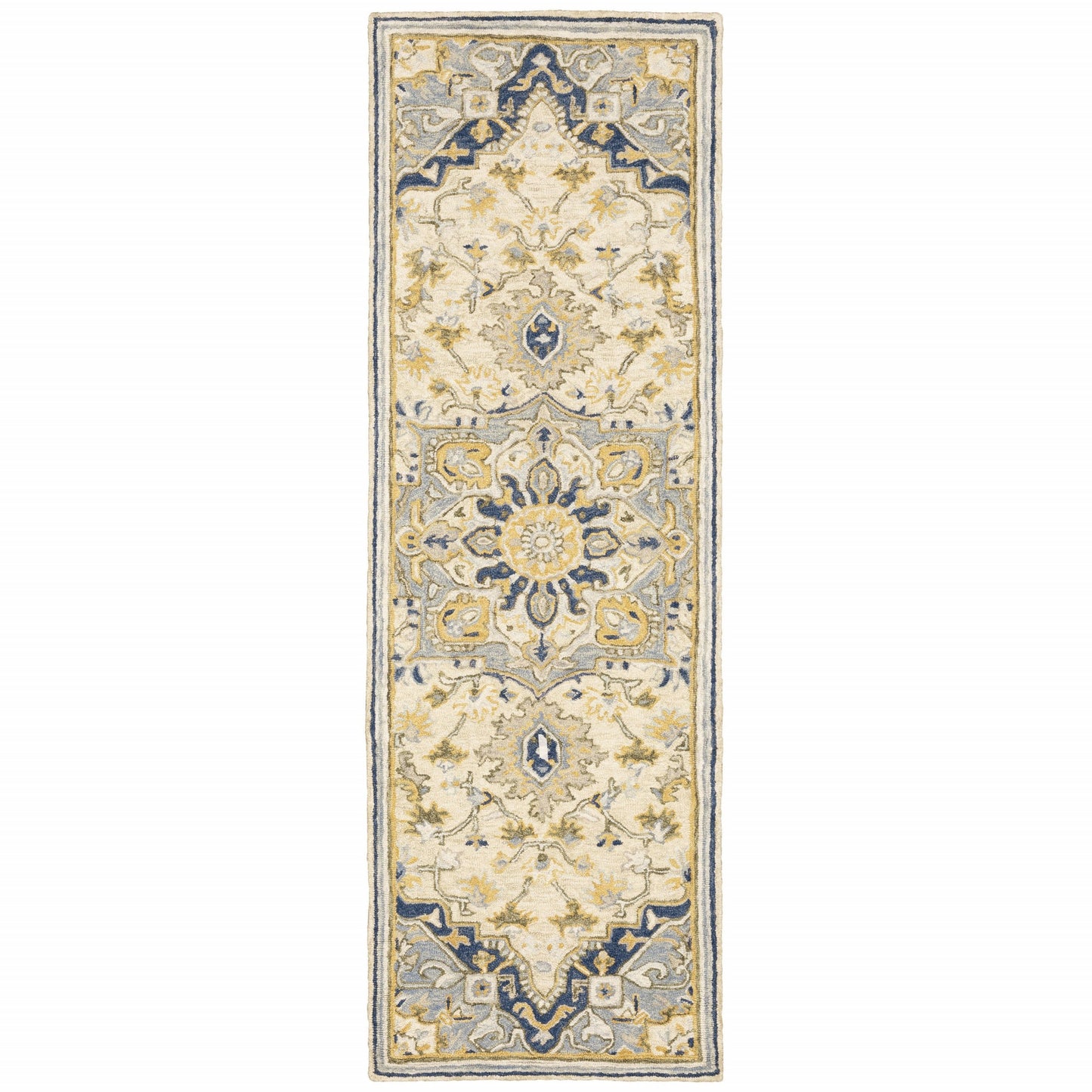 4' X 6' Blue And Ivory Bohemian Area Rug