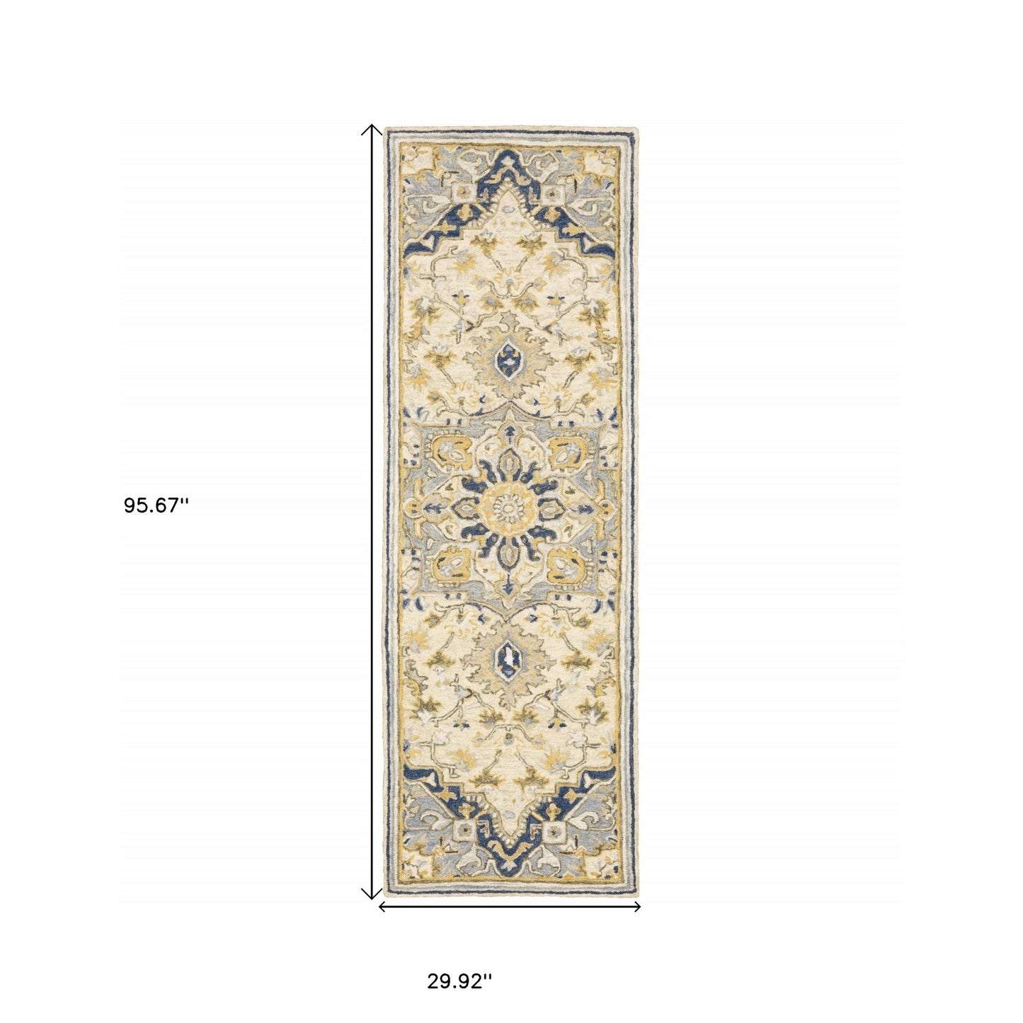 4' X 6' Blue And Ivory Bohemian Area Rug