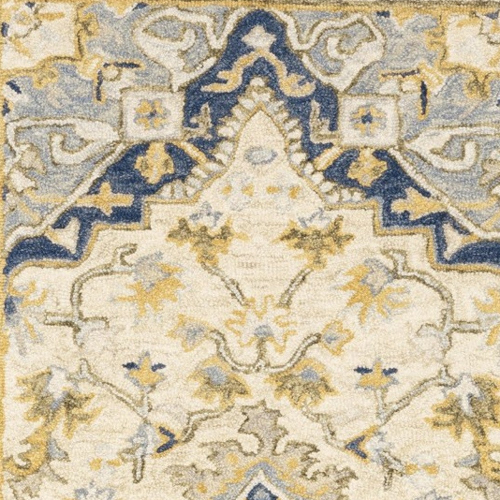 4' X 6' Blue And Ivory Bohemian Area Rug