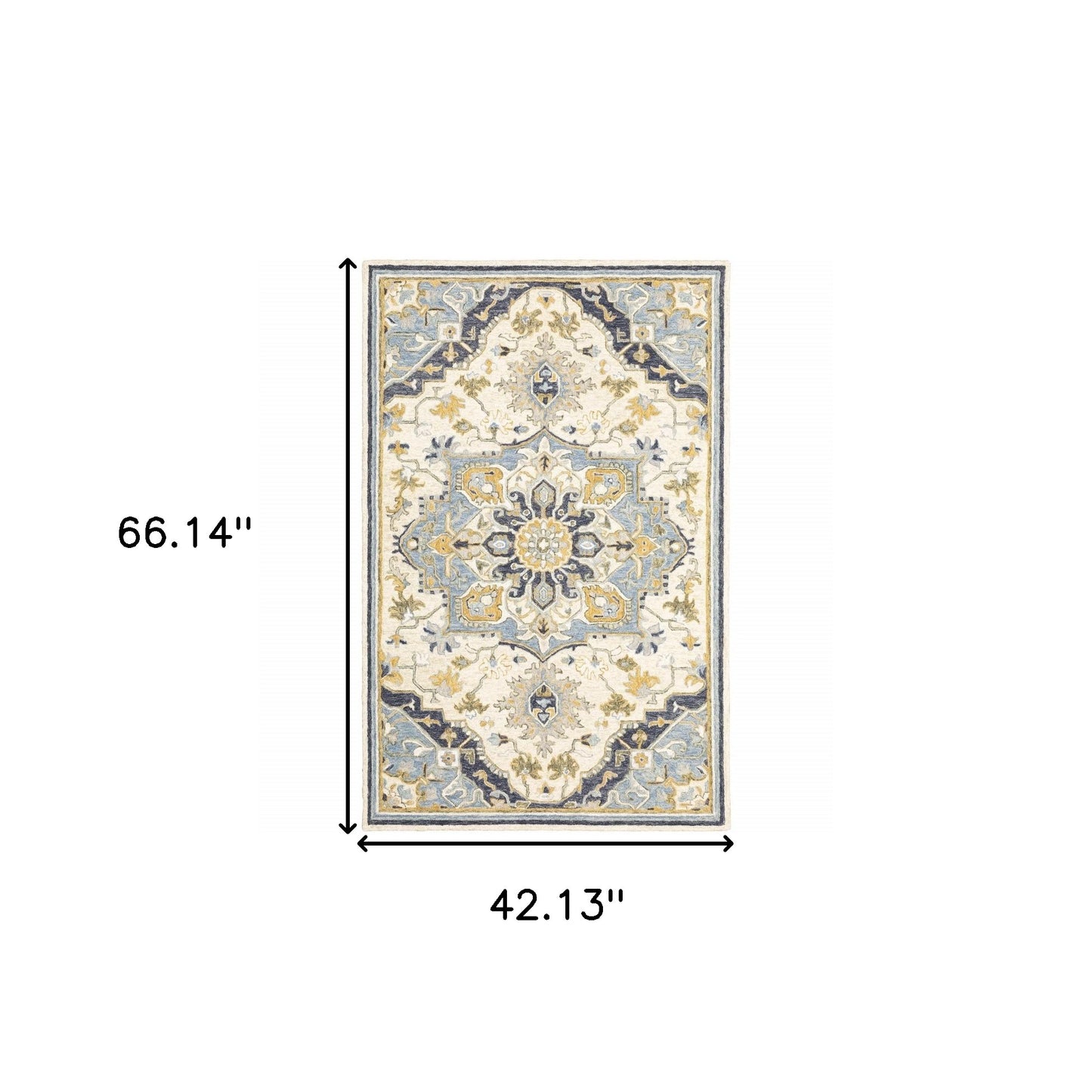 4' X 6' Blue And Ivory Bohemian Area Rug