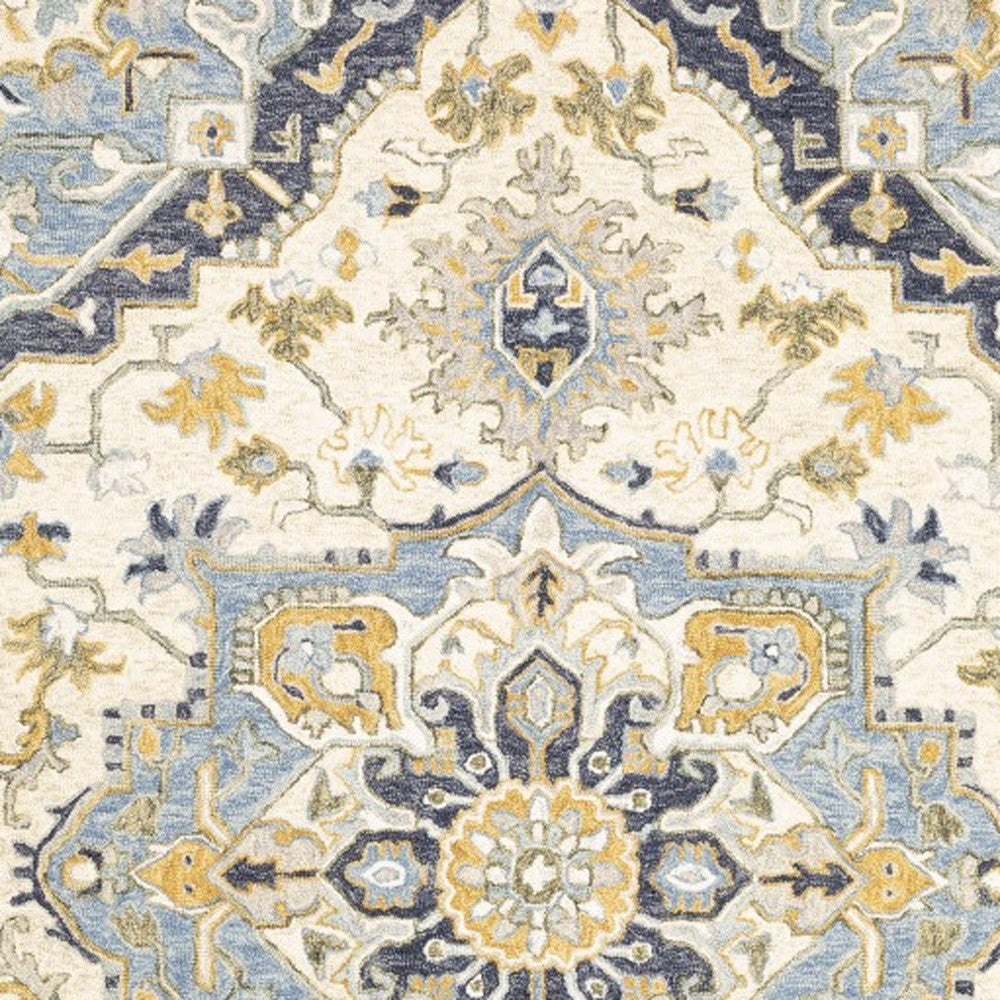 4' X 6' Blue And Ivory Bohemian Area Rug