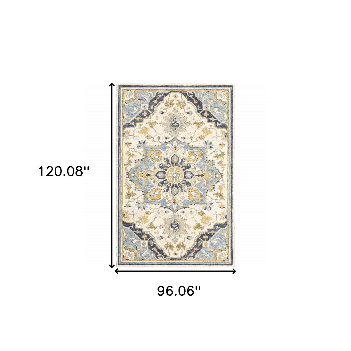 4' X 6' Blue And Ivory Bohemian Area Rug