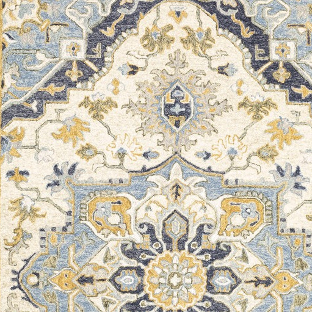 4' X 6' Blue And Ivory Bohemian Area Rug