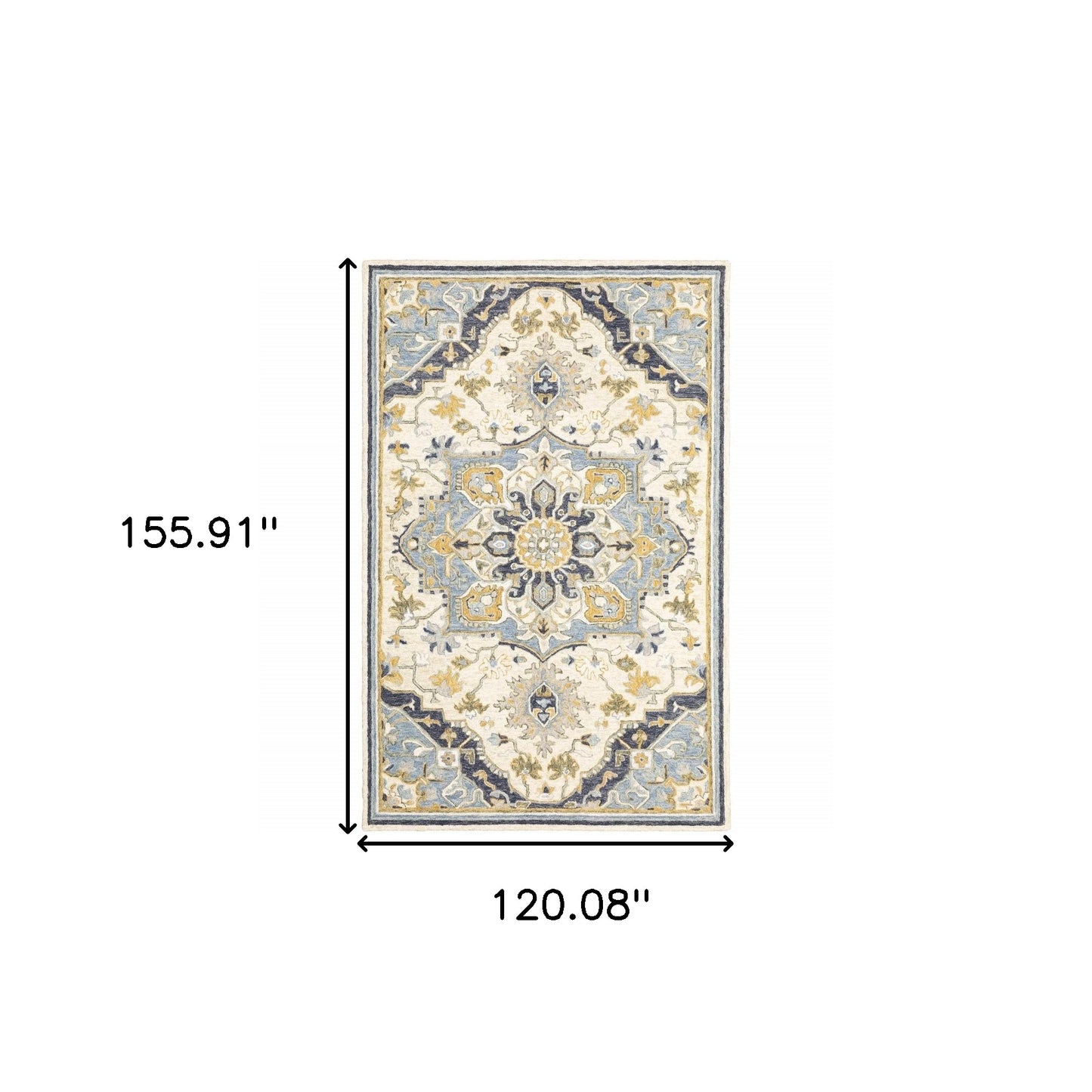 4' X 6' Blue And Ivory Bohemian Area Rug