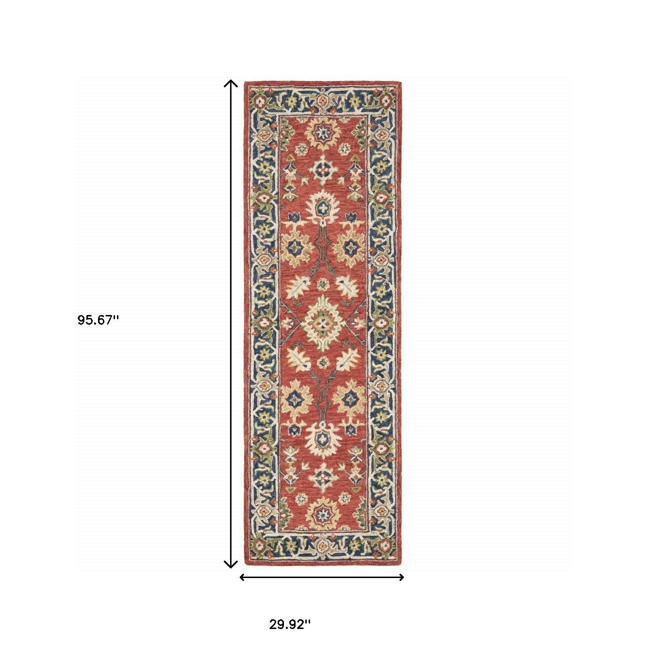 8' X 10' Red And Blue Bohemian Rug