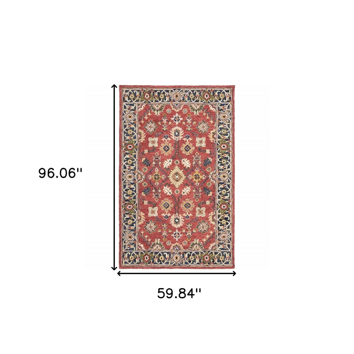 8' X 10' Red And Blue Bohemian Rug