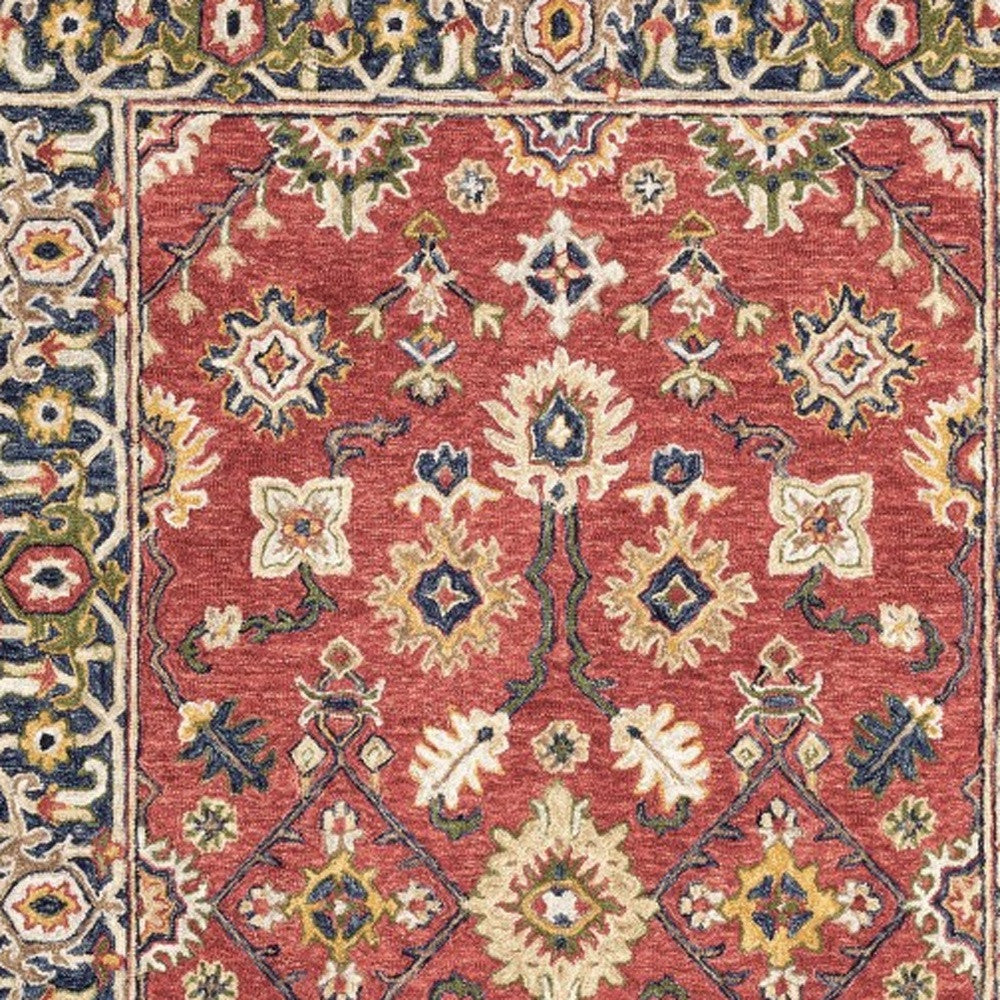 3' X 8' Red And Blue Bohemian Area Rug