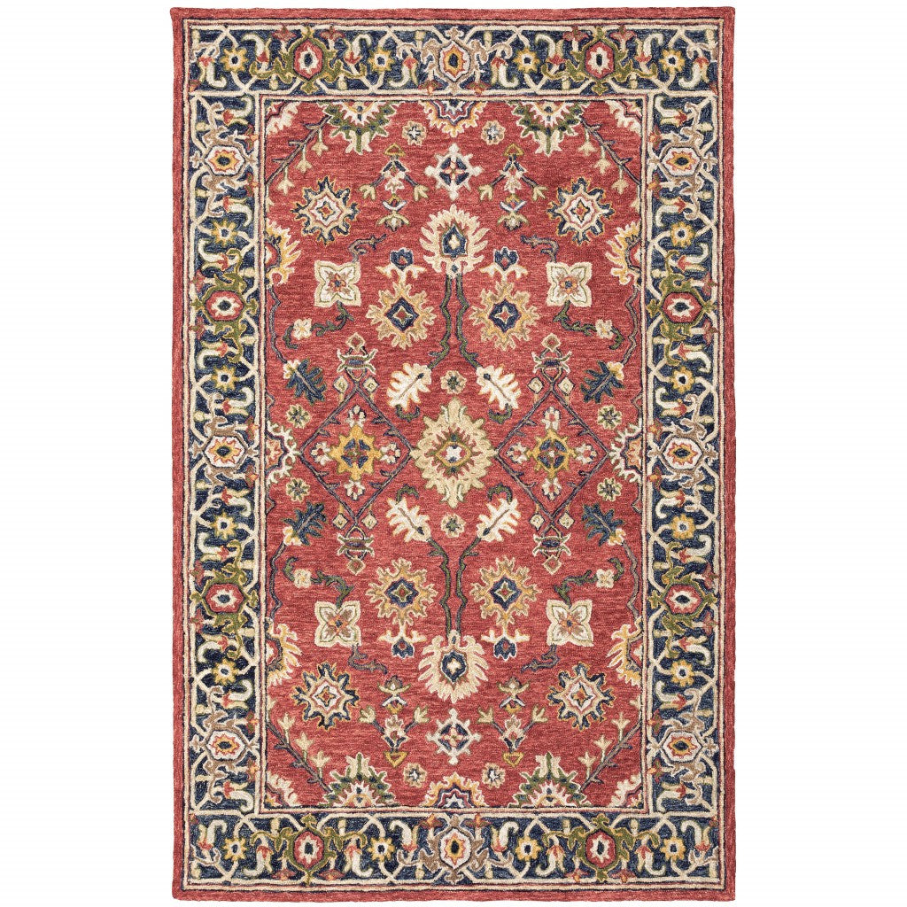 3' X 8' Red And Blue Bohemian Area Rug