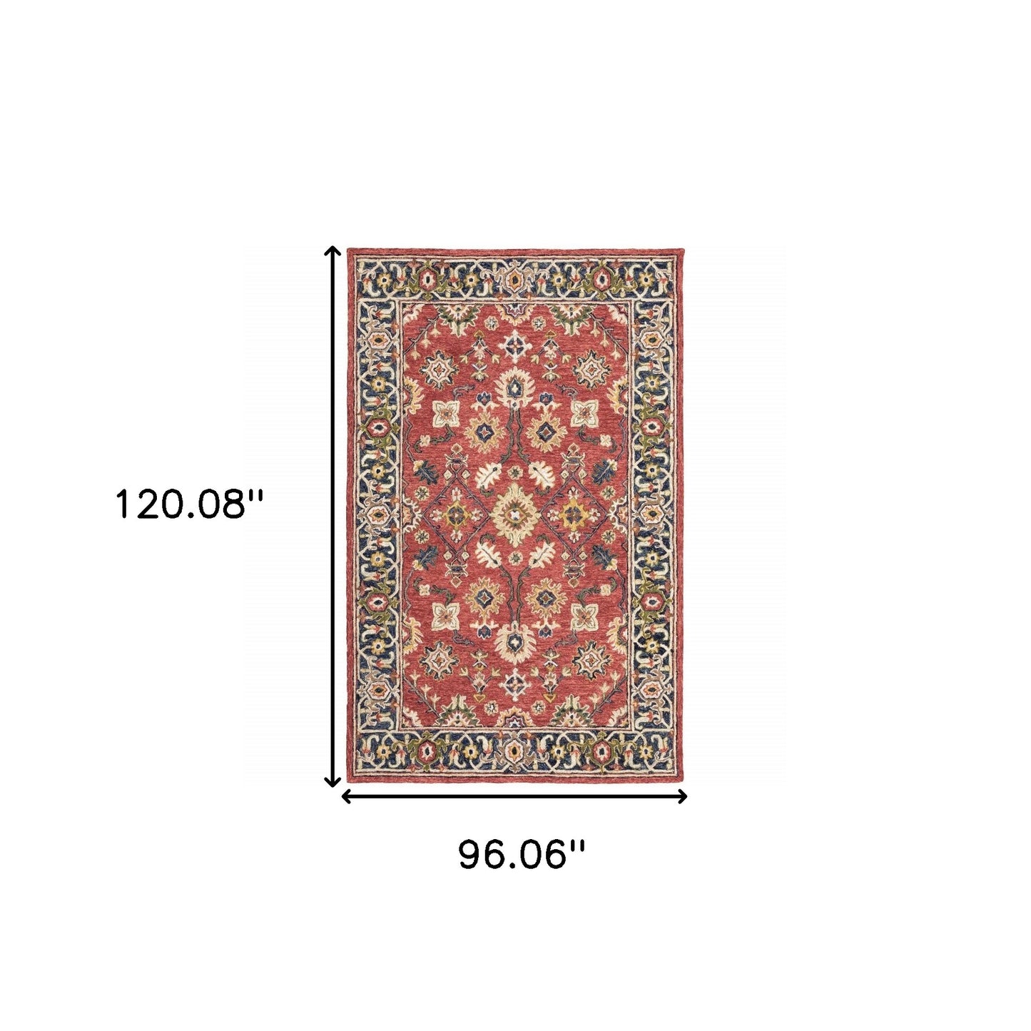 8' X 10' Red And Blue Bohemian Rug