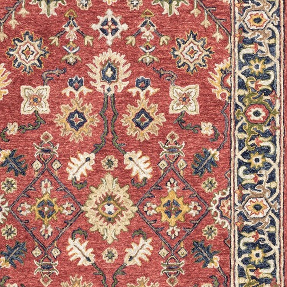 8' X 10' Red And Blue Bohemian Rug