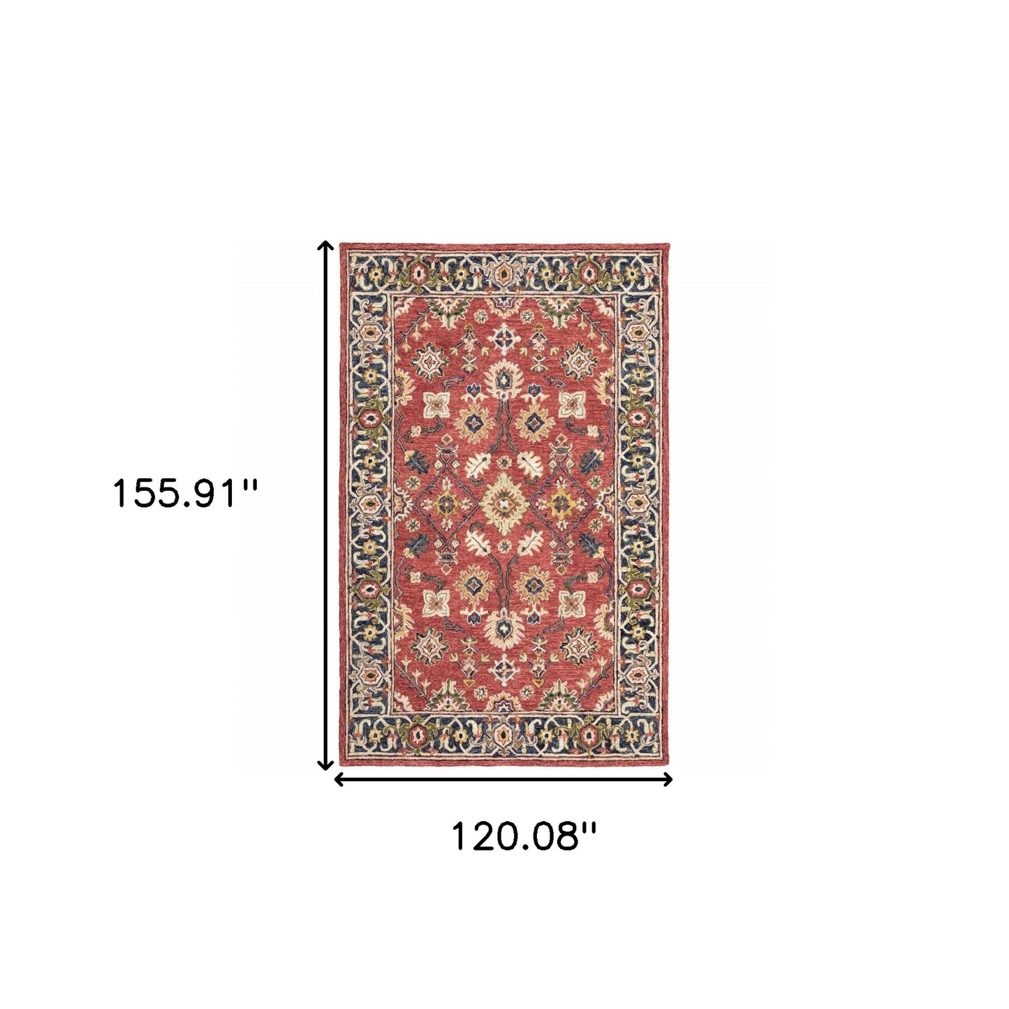 10'X13' Red And Blue Bohemian Rug