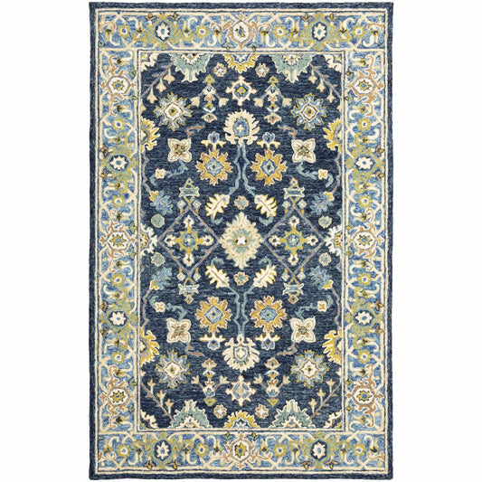 3' X 8' Navy And Blue Bohemian Area Rug