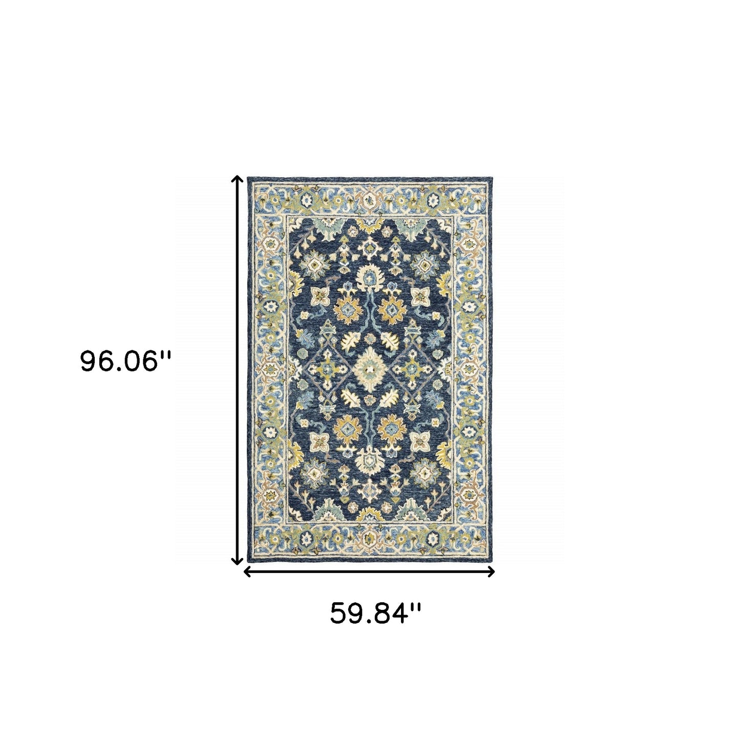 5' X 8' Navy And Blue Bohemian Area Rug