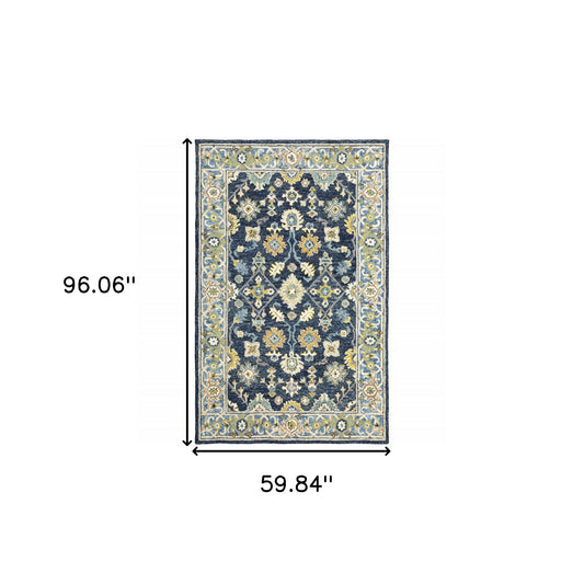 8' X 10' Navy And Blue Bohemian Rug