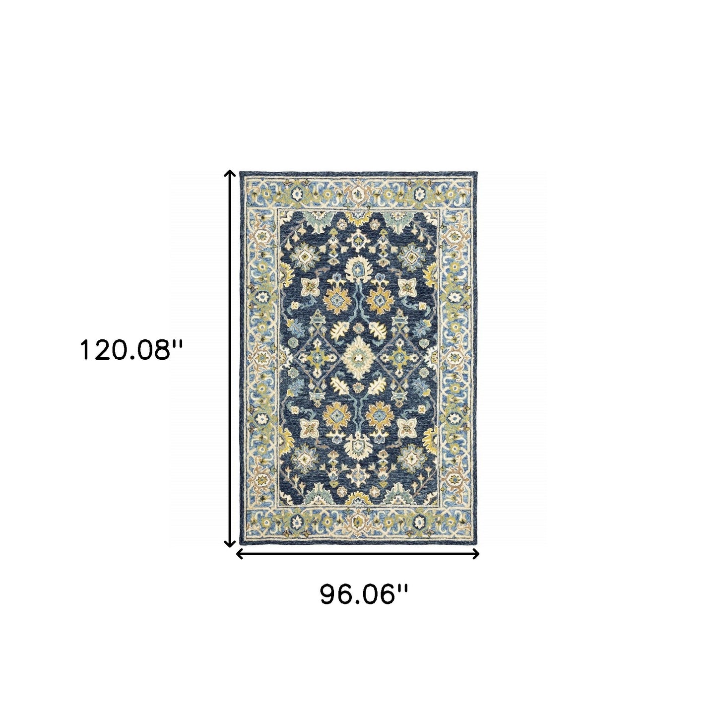 5' X 8' Navy And Blue Bohemian Area Rug